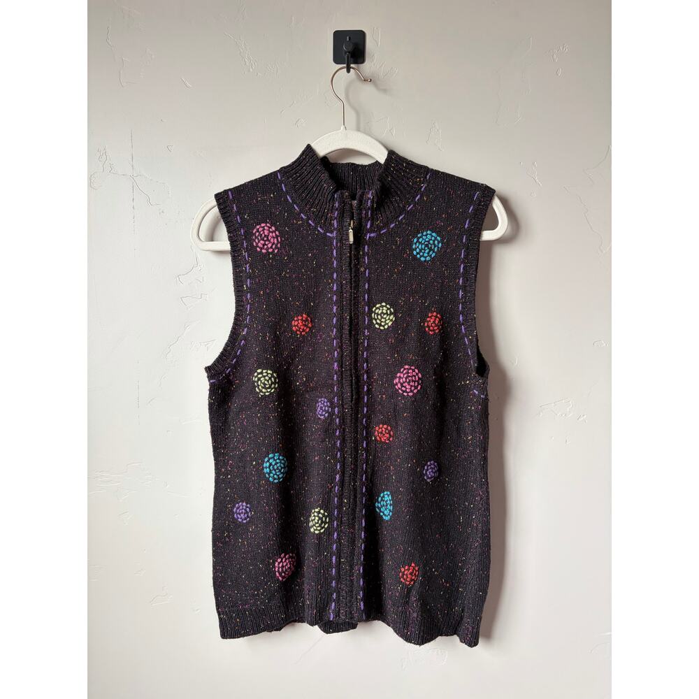NWT Coldwater Creek Seasonal Swirl Sleeveless Full-Zip Sweater Vest- Size Large